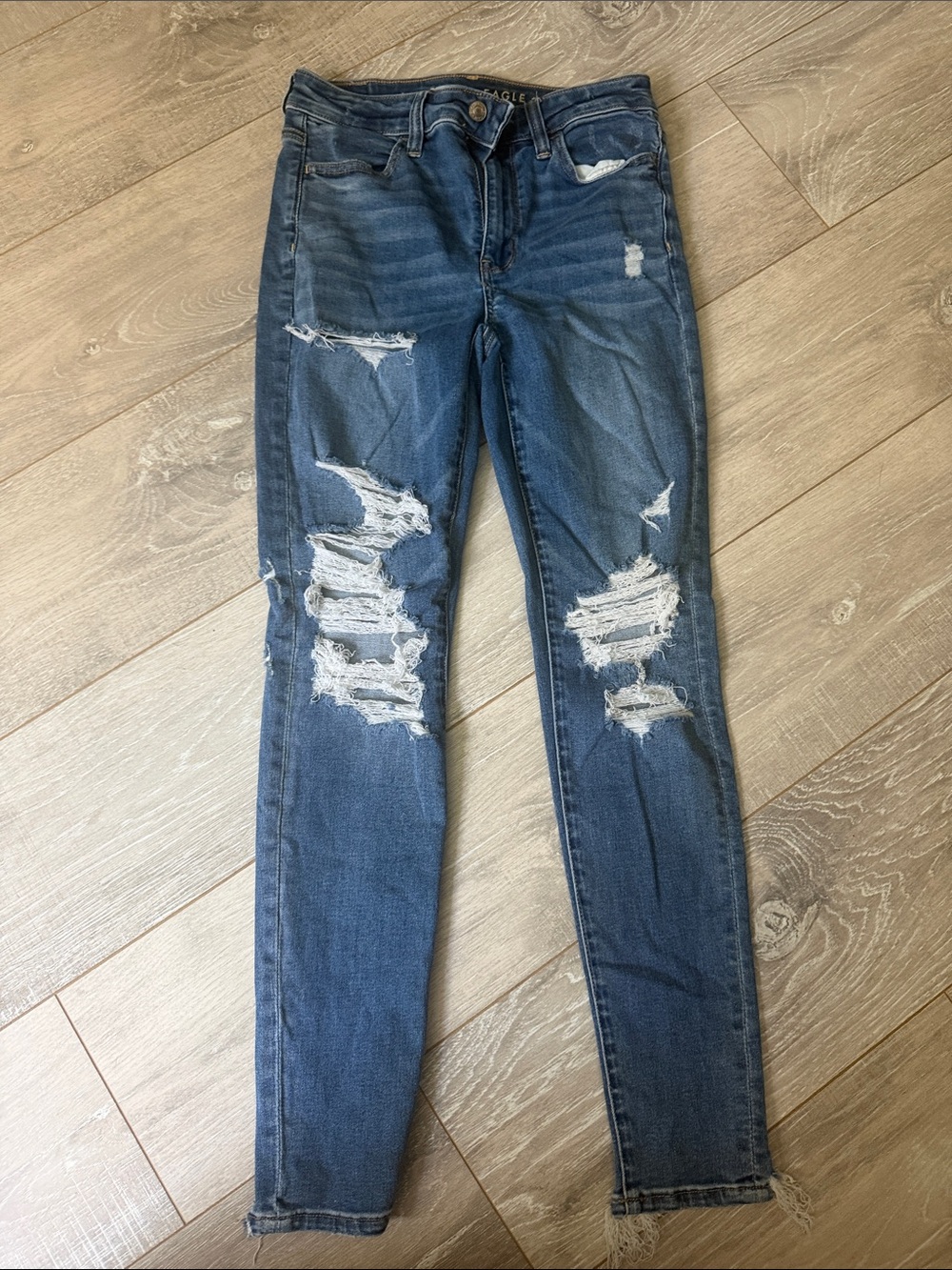 Women's Distressed Skinny Jeans - Dark Blue